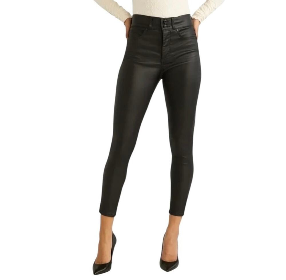 NEW SOFIA JEANS Lift & Sculpt Skinny Super High Rise Faux Leather Pants Black 0